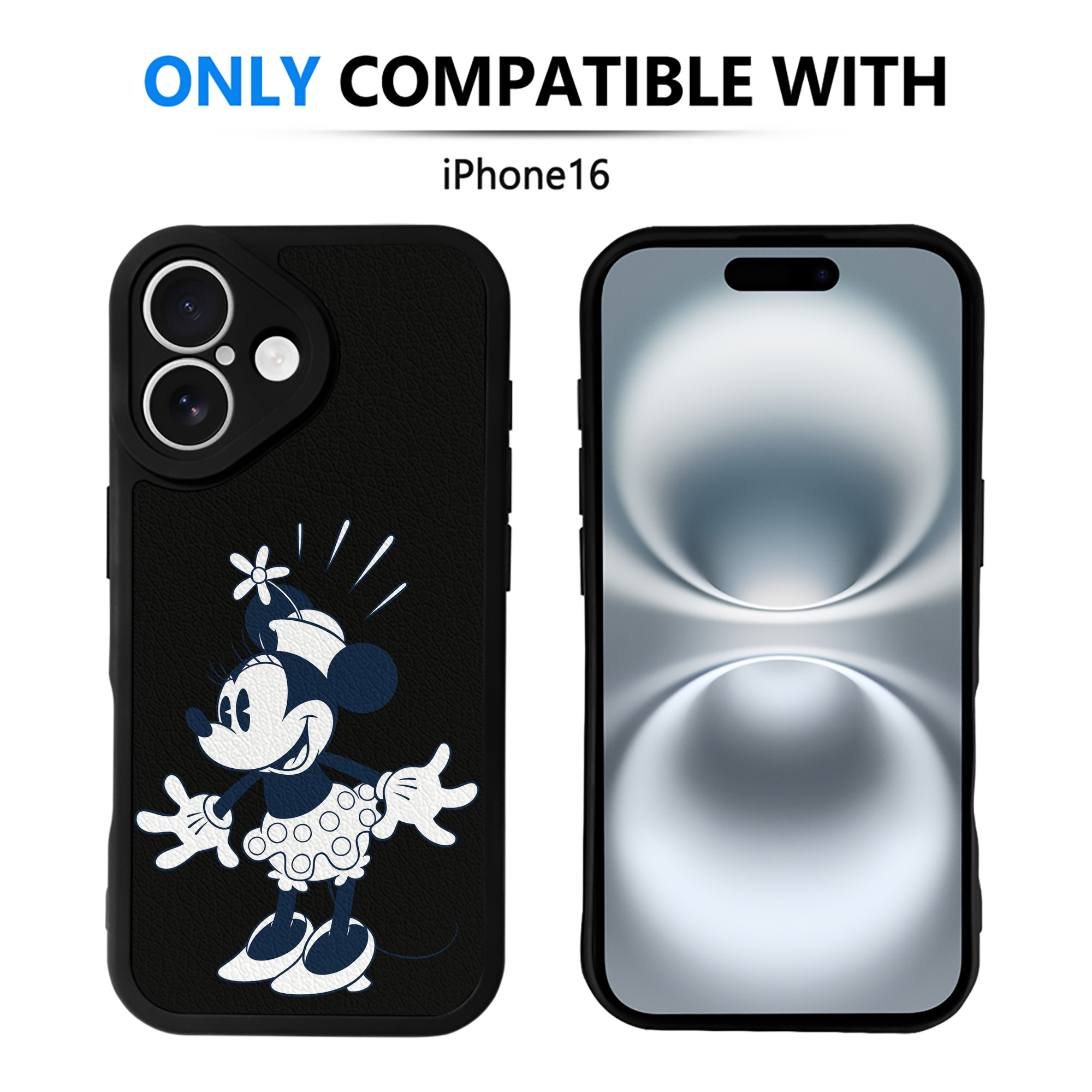 （画像用） ミッキーマウス Mickey Mouse 【iPhone 16シリーズ対応】シリコンスマホケース（レザー調） 材質：シリコン